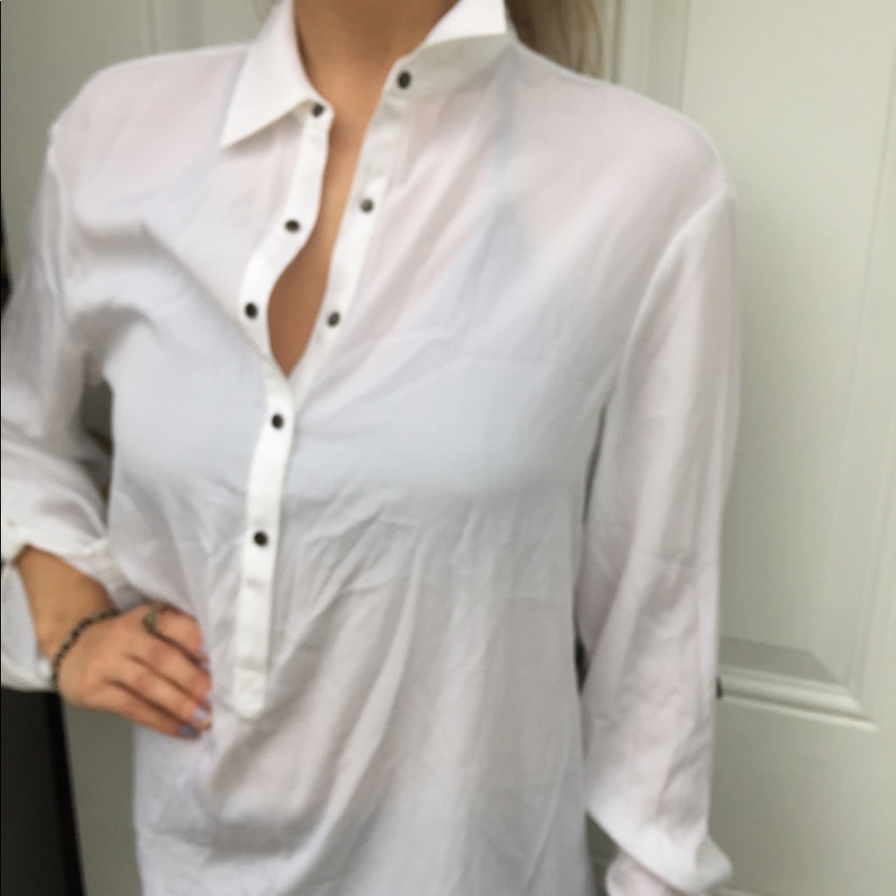 Adrianna Papell Snap Front Shirt Blouse - Picture 2 of 8